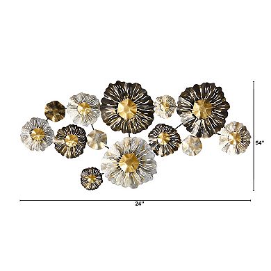 4.5’ X 2’ Layered Floral Metal Wall Art Decor