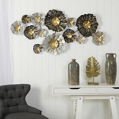 4.5’ X 2’ Layered Floral Metal Wall Art Decor