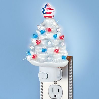 Collections Etc Patriotic Tree Ambient Ceramic Night Light