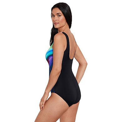Women's Great Lengths Sport Holy Streak Scoopneck One-Piece Swim Suit