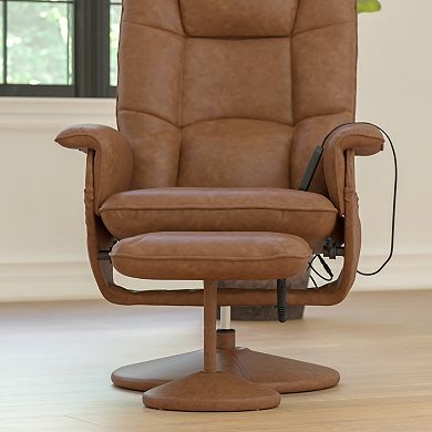 Flash Furniture Cason 2-pc. Adjustable Massaging Recliner Chair With Deep Side Pockets & Ottoman Set