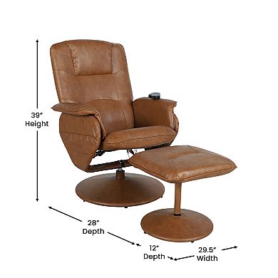 Flash Furniture Cason 2-pc. Adjustable Massaging Recliner Chair With Deep Side Pockets & Ottoman Set