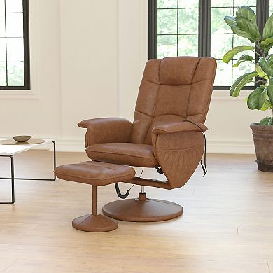 Flash Furniture Cason 2-pc. Adjustable Massaging Recliner Chair With Deep Side Pockets & Ottoman Set