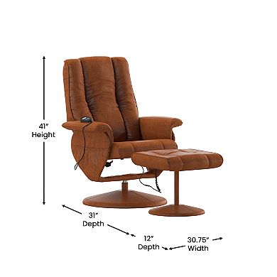 Flash Furniture Hall 2-pc. Heat Controlled Adjustable Massaging Recliner & Ottoman Set