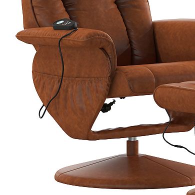 Flash Furniture Hall 2-pc. Heat Controlled Adjustable Massaging Recliner & Ottoman Set