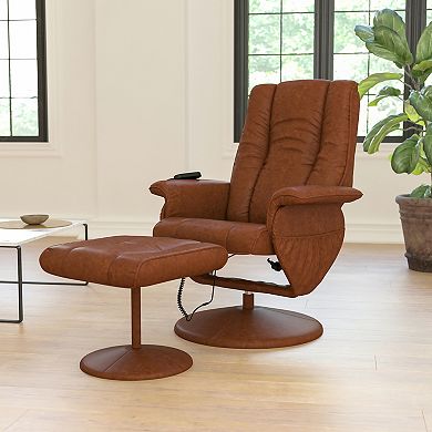 Flash Furniture Hall 2-pc. Heat Controlled Adjustable Massaging Recliner & Ottoman Set