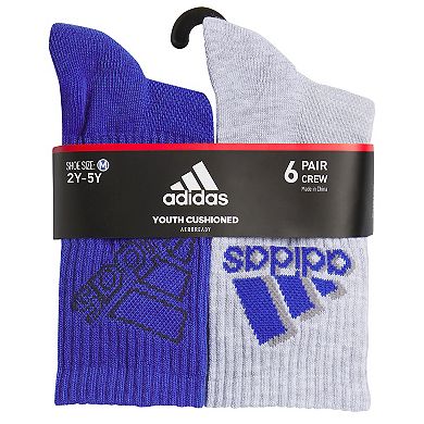 Boys adidas Cushioned Mixed 2.0 6-Pack Crew Socks