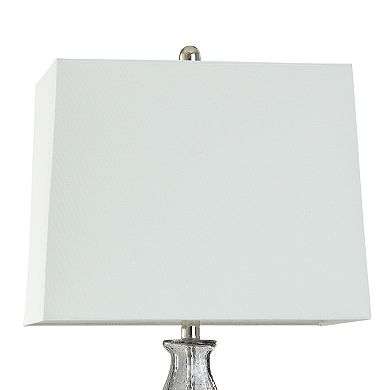 Grey Dimpled Table Lamp with White Lamp Shade