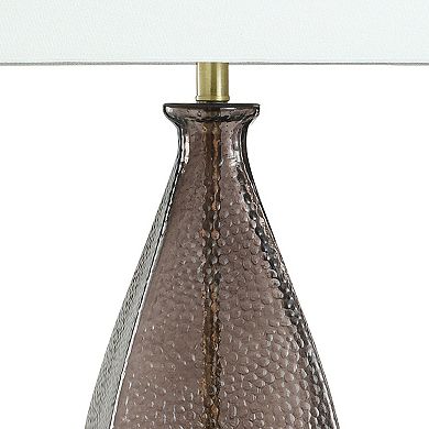 Grey Dimpled Table Lamp with White Lamp Shade