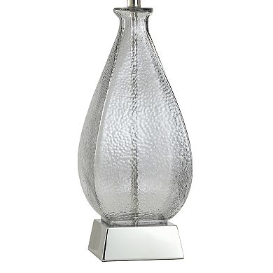 Grey Dimpled Table Lamp with White Lamp Shade