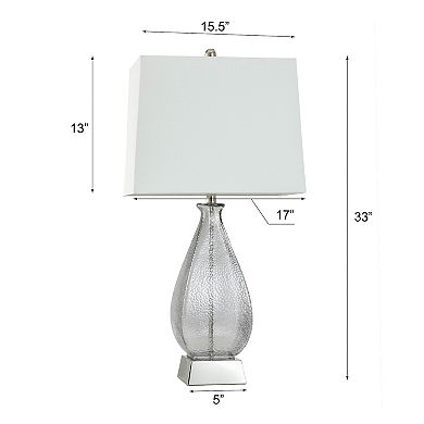 Grey Dimpled Table Lamp with White Lamp Shade