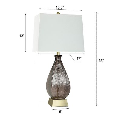 Grey Dimpled Table Lamp with White Lamp Shade