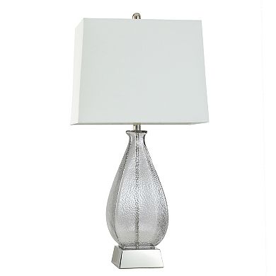 Grey Dimpled Table Lamp with White Lamp Shade