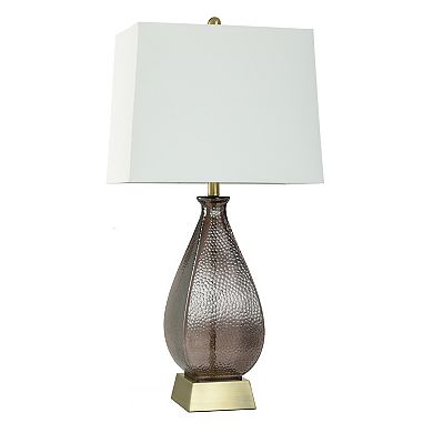 Grey Dimpled Table Lamp with White Lamp Shade