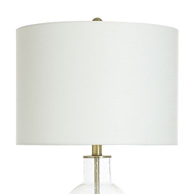 Clear Seeded Table Lamp with White Lamp Shade