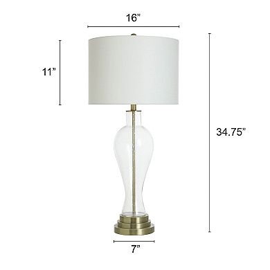 Clear Seeded Table Lamp with White Lamp Shade