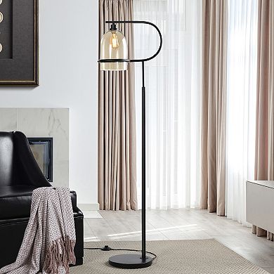 Radiance Black Floor Lamp with Clear Glass Lamp Shade