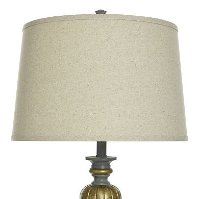 Aged Gold Floor Lamp with Tan Lamp Shade