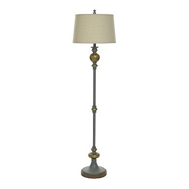 Aged Gold Floor Lamp with Tan Lamp Shade