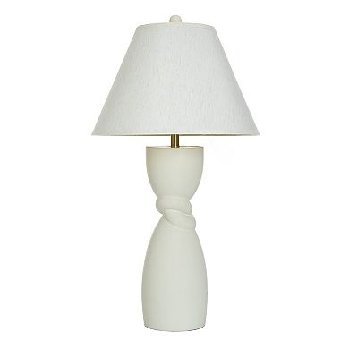 Satin Ivory Table Lamp with Off-White Lamp Shade