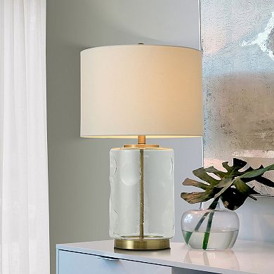 Dimpled Table Lamp with White Lamp Shade