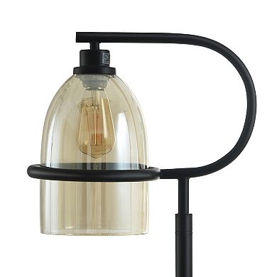 Radiance Black Lantern-Inspired Table Lamp with Clear Lamp Shade