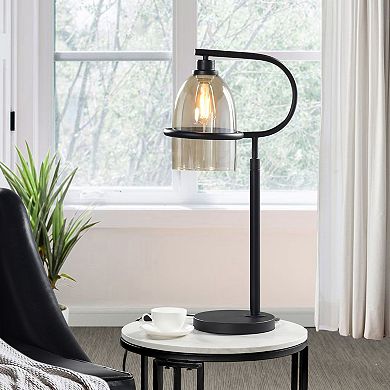 Radiance Black Lantern-Inspired Table Lamp with Clear Lamp Shade