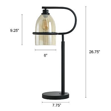 Radiance Black Lantern-Inspired Table Lamp with Clear Lamp Shade