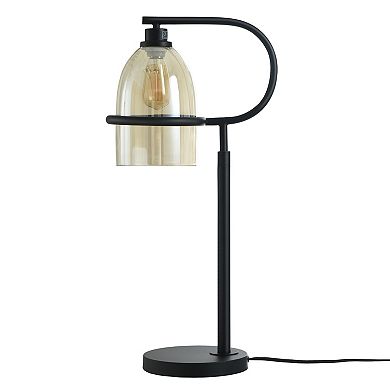 Radiance Black Lantern-Inspired Table Lamp with Clear Lamp Shade