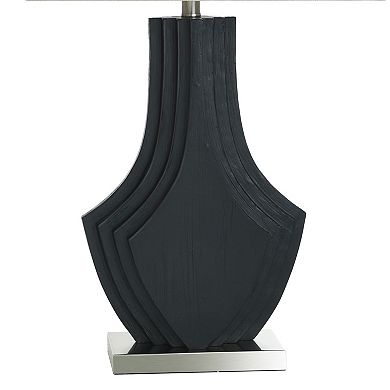 Black Layered Table Lamp with Natural Lamp Shade