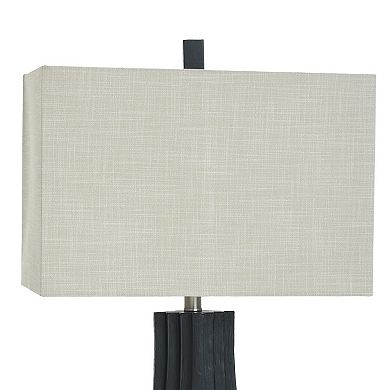 Black Layered Table Lamp with Natural Lamp Shade