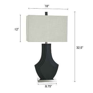 Black Layered Table Lamp with Natural Lamp Shade