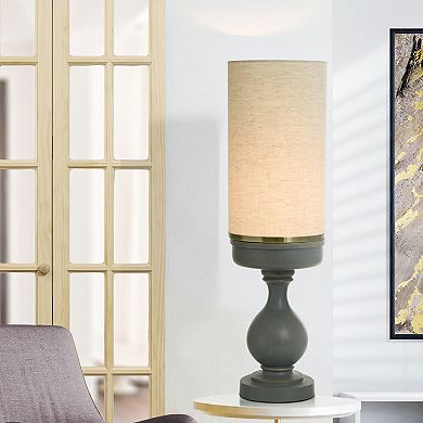 Maverick Grey Uplight Lamp with Cream Linen Lamp Shade