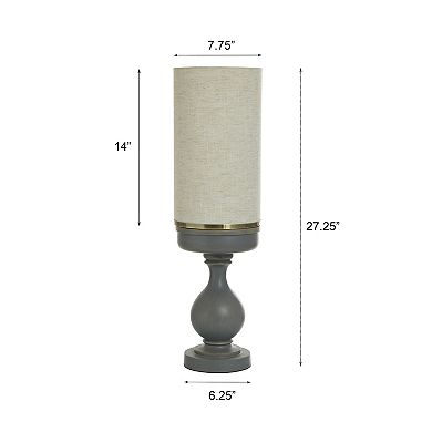 Maverick Grey Uplight Lamp with Cream Linen Lamp Shade