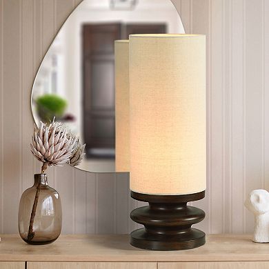 Walnut Ridge Uplight Lamp with Beige Linen Lamp Shade