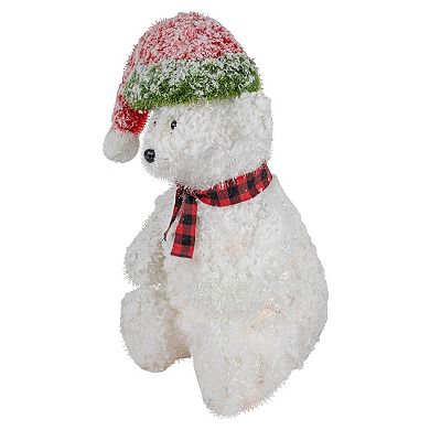 Northlight 21-in. Lighted Snowy Polar Bear in Red Plaid Scarf Outdoor Christmas Decoration