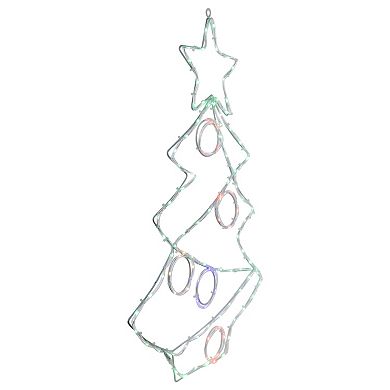 Northlight 28-in. LED Christmas Tree with Ornaments Window Silhouette Decoration