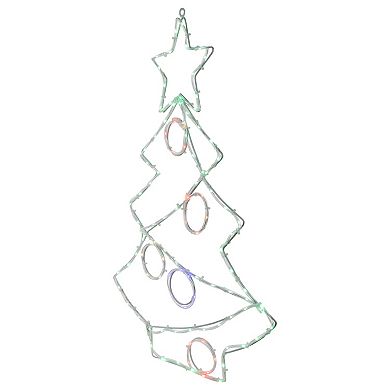 Northlight 28-in. LED Christmas Tree with Ornaments Window Silhouette Decoration