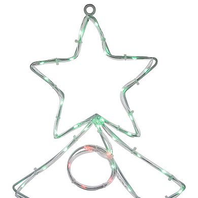 Northlight 28-in. LED Christmas Tree with Ornaments Window Silhouette Decoration