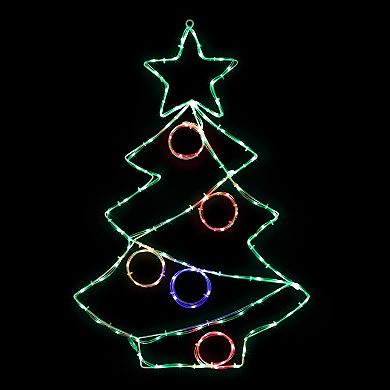 Northlight 28-in. LED Christmas Tree with Ornaments Window Silhouette Decoration