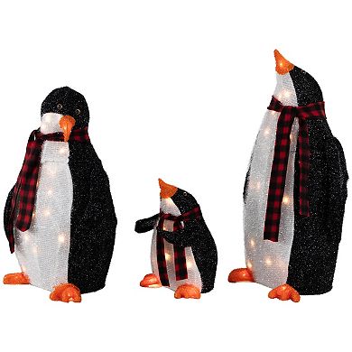 Northlight Light-Up Penguin Family Outdoor Christmas Yard Decoration 3-piece Set