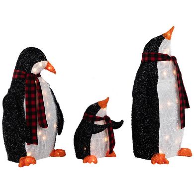 Northlight Light-Up Penguin Family Outdoor Christmas Yard Decoration 3-piece Set