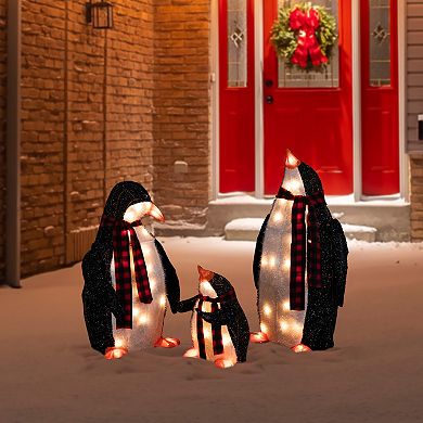 Northlight Light-Up Penguin Family Outdoor Christmas Yard Decoration 3-piece Set