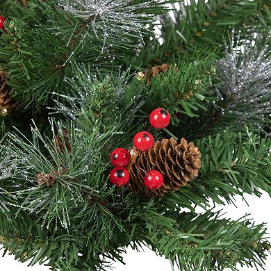 Northlight 20-in. LED Frosted Pinecones & Berries Christmas Urn Filler Garden Stake