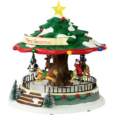 Northlight 10.5-in. LED Musical & Animated Christmas Carousel Village Display