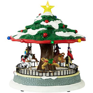 Northlight 10.5-in. LED Musical & Animated Christmas Carousel Village Display