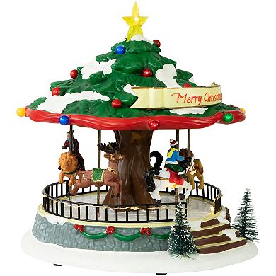 Northlight 10.5-in. LED Musical & Animated Christmas Carousel Village Display