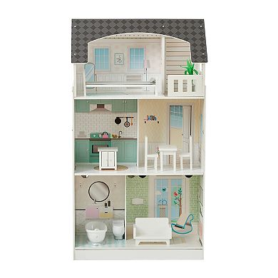 Teamson Kids Dollhouse & Play Kitchen Combination Toy Set