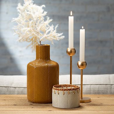 Artisanal Textured Ceramic Vase Table & Floor Decor 2-piece Set