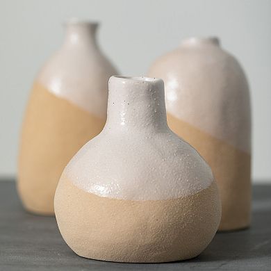 Sullivan's Hand-Thrown Two Tone Pottery Vases 3-piece Set